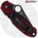 MODIFIED Spyderco Para 3 Knife - Red Digital Camo - DLC Blade - Rit Dyed Handle