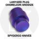 KP Custom Titanium Lanyard Plug for Spyderco Para Military 2 or Para 3 Knife - High Voltage Chameleon Anodized