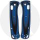 KP Custom G10 Scales for Benchmade Mini Bugout Knife - Black / Cobalt Blue - Contoured - Smooth Surface