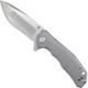 Kizer Shoal Ki3469S1 - Kim Ning - Stonewash Drop Point - Smooth Matte Titanium - Frame Lock Flipper Folder