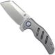 Kizer c01c Mini Sheepdog Ki3488A1 - Chris Conaway - Stonewash Cleaver Style - Natural Titanium - Frame Lock Flipper Folder