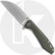 QSP Pelican Knife QS118-E1 - Stonewash S35VN Sheepfoot - Dark Green Micarta - Liner Lock Flipper Folder