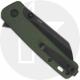 QSP Penguin Button Lock QS130-C2 Knife - Black Stonewash 14C28N Sheepsfoot - Green Micarta - Flipper Folder