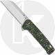 QSP Penguin Plus QS130XL-F1 Knife - Satin 20CV Sheepsfoot - Yellow, Green, and Black Carbon Fiber / Titanium - Flipper Folder