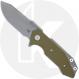 Rick Hinderer Halftrack Knife - MagnaCut Slicer - Working Finish - OD Green G10 / Titanium