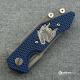Hinderer Knives Half Track Spearpoint Knife - Working Finish - Horse Engraved w/Textured Lockside - Blue/Black G10 Cutout