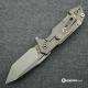 Hinderer Knives Half Track Tanto Knife - Stonewash Finish - Horse Engraved w/Smooth Lockside - Coyote G10 Cutout