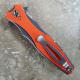 Rick Hinderer Maximus Knife 3.5 Inch Stonewash Double Edge Flipper Folder Orange G10 Frame Lock