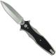 Rick Hinderer Maximus Knife 3.5 Inch Stonewash Double Edge Flipper Folder Black G10 Frame Lock