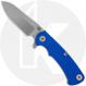 Rick Hinderer Project X Knife - Stonewash CPM MagnaCut Sheepsfoot - Blue G10 / Working Finish Titanium - USA Made