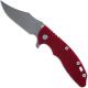 Hinderer Knives XM-18 3.5 Inch Knife - Bowie - Working Finish - Tri Way Pivot - Red G-10