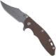 Hinderer Knives XM-18 3.5 Inch Knife - Bowie - Working Finish - Tri Way Pivot - FDE G-10