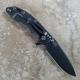 Rick Hinderer XM-18 Knife 3.5 Inch Battle Black Spear Point Blue Black G10 Frame Lock Flipper Folder