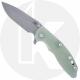 Hinderer Knives XM-18 3.5 Inch Knife - Spear Point - Working Finish - S45VN - Tri Way Pivot - Translucent Green G-10 / Battle Br