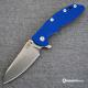 Hinderer Knives XM-18 3.5 Inch Knife - Gen 5 Sheepsfoot - Stonewash - Blue G-10 Handle