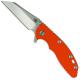 Hinderer Knives XM-18 3 Inch Knife - Gen 6 Wharncliffe - Tri Way Pivot - Stonewash - Orange G-10 Handle