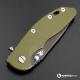 Hinderer Knives SKINNY XM-18 3.5 Inch Knife - Gen 6 Slicer - Stonewash Black DLC - Tri Way Pivot - OD Green G-10 Handle