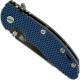 Hinderer Knives FATTY XM-18 3.5 Inch Knife - Gen 6 Wharncliffe - Stonewash Black DLC - Tri Way Pivot - Blue / Black G-10