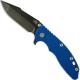 Hinderer Knives XM-18 3.5 Inch Knife - Gen 6 Harpoon Spanto - Stonewash Black DLC - Tri Way Pivot - Blue G-10