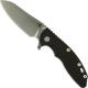 Hinderer Knives SKINNY XM-18 3.5 Inch Knife - Sheepsfoot - Stonewash - Tri Way Pivot - Black G-10