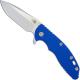 Hinderer Knives Gen 6 XM-18 3.5 Inch Knife - Spear Point - Stonewash Finish - Tri Way Pivot - Blue G-10