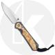 Chris Reeve Knives - Small Sebenza 31 Knife - S31-1108 - Stonewash Drop Point - Box Elder Burl / Blasted Titanium