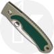 Spyderco Centofante C25PSGR - Gen 1 - Part Serrated ATS-34 Wharncliffe - Gray Aluminum with Green Rubber - Discontinued Item - B