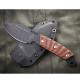 TOPS Shadow Rider SDRD-01 Fixed Blade Knife - 3.25 Black 1095 - Rocky Mountain Tread Tan Canvas Micarta - Black Kydex Sheath - U