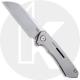 WE Knife Company Mini Buster 2003A - Polished Bead Blasted 20CV Wharncliffe - Gray Titanium - Frame Lock - Flipper Folder