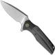 We Knife Company 707F Nitida Frame Lock Flipper Knife Stonewash Blade Black Ti Handle