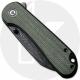 CIVIVI Elementum C18062AF-DS1 Knife - Black Hand Rubbed Damascus Wharncliffe - Green Canvas Micarta - Flipper Folder