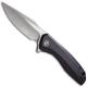 CIVIVI Baklash Knife C801E - Satin Drop Point - Black Ebony Wood - Liner Lock Flipper Folder